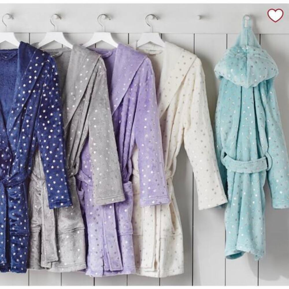 Pottery Barn Teen Shimmer Star hooded plush robe O/S